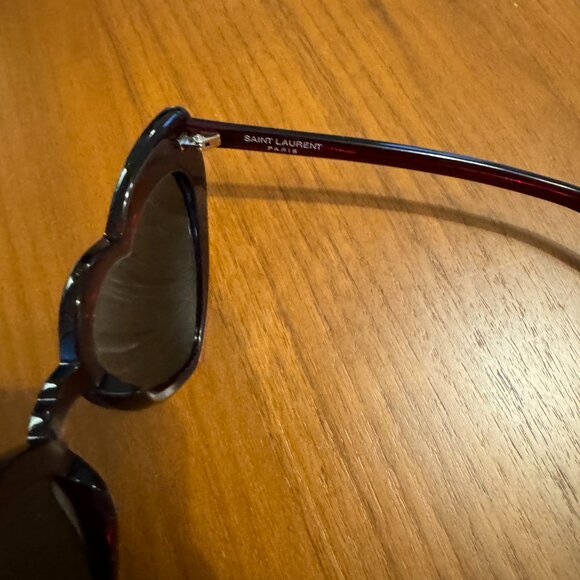 Saint Laurent Heart Sunglasses Dark Red - Picture 2 of 7